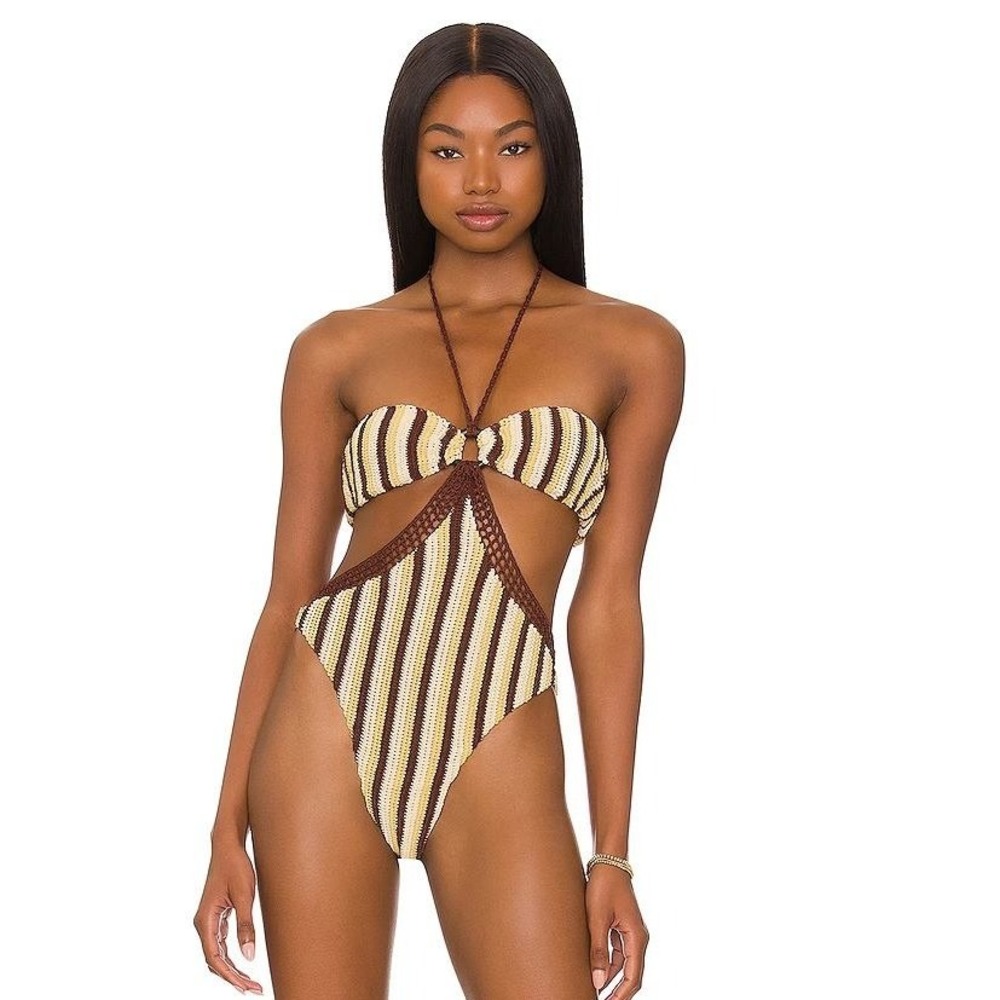 TULAROSA Toni One Piece Swimsuit Crochet Cut Out Medium NWT $198